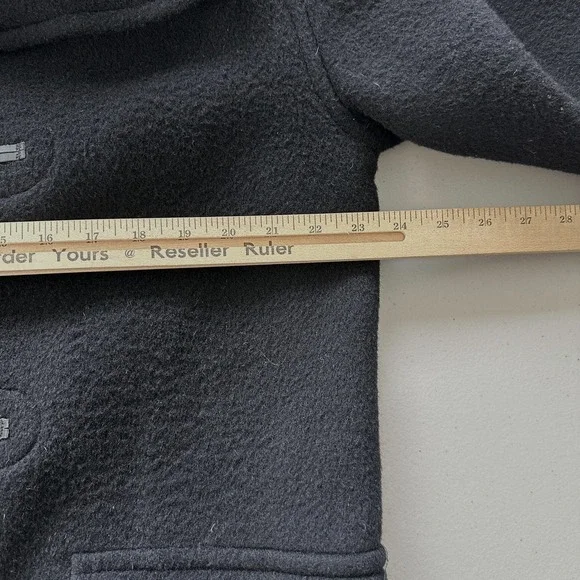Vintage Burberry London Duffle Coat UK 10 Black Wool Hooded Toggle Nova Check 99 - Picture 16 of 16